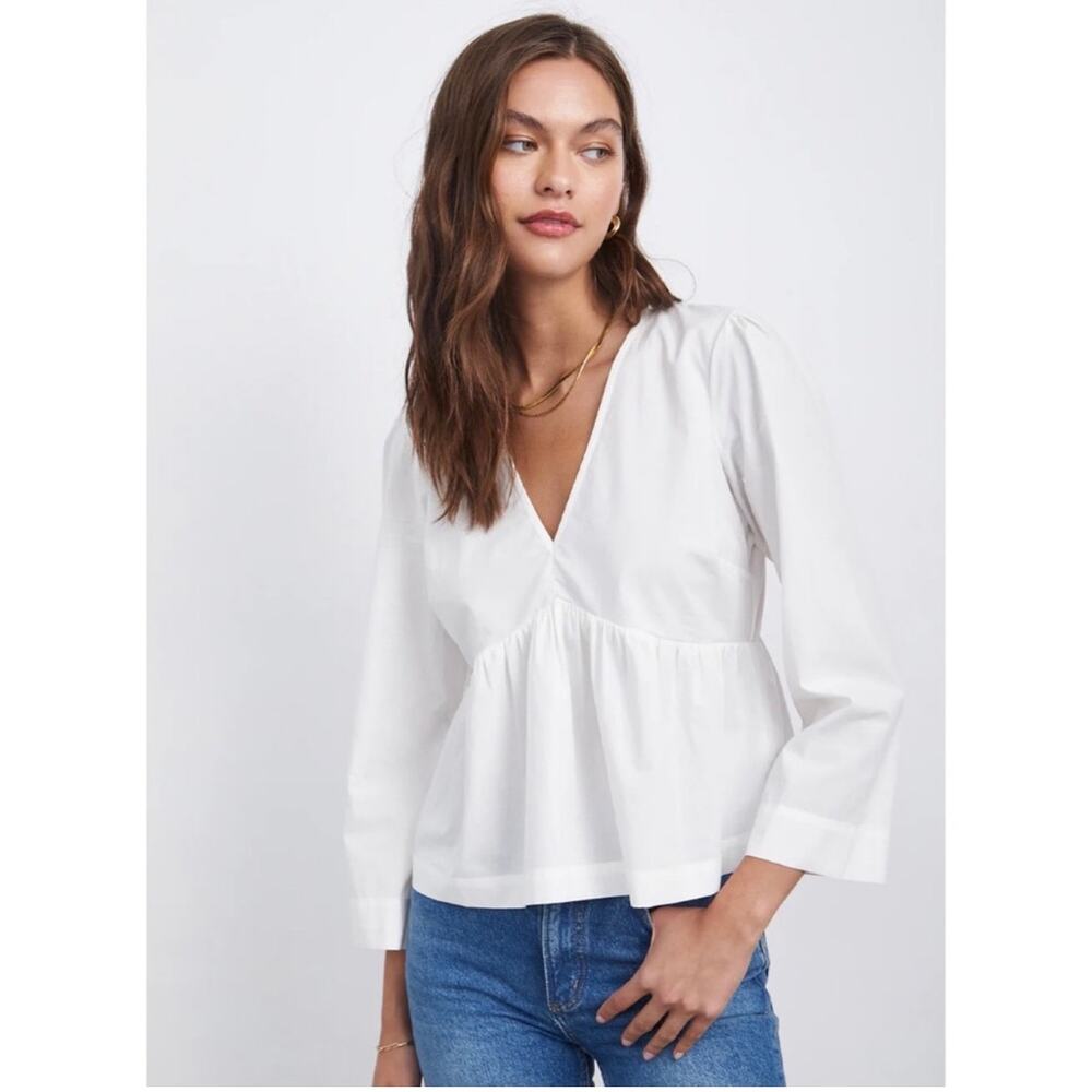 NWT Railsโ Noella Top White Poplin Cotton Blend Size Medium